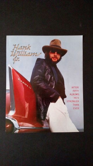 Hank Williams Jr.  After Fifty Years.  1985 Rare Print Promo Poster Ad