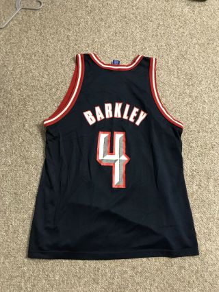 Vintage 90 ' s Houston Rockets Champion Charles Barkley NBA Jersey mens Sz 48 RARE 2