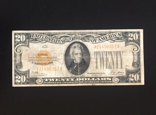 1928 $20 Gold Certificate Serial A21496357a Rare Twenty Dollar Note