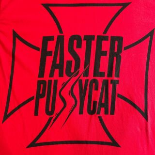 Hard To Find Rare Faster Pussycat Pop Art/Logo 2 - sided Red T - Shirt Size XL 4