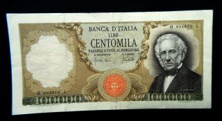 1970 Italy Rare Banknote Manzoni 100000 Lire Vf,  /xf