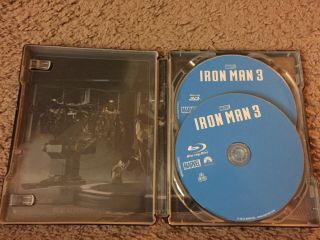 IRON MAN 3 Blu Ray 2 Disc Set Marvel Steelbook Edition UK Exclusive RARE OOP 5
