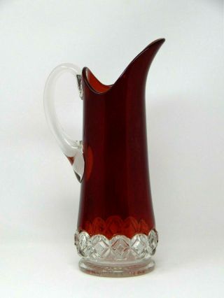 Rare Large Red Clear Flash Ruby Glass Carafe Pitcher Pulpit Style 13 "