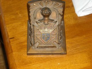 Antique Rare Knights Of Columbus K Of C Bronze Bookend L.  V.  Aronson Signed 1922