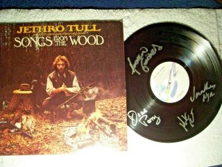 Jethro Tull " Songs From The Wood " Signed Autographed Record Vinyl By 4 Rare