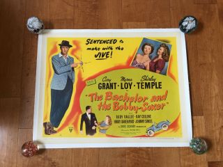 Bachelor And The Bobby Soxer 1/2 - Sht Poster Linen Cary Grant Myrna Loy 1947 Rare