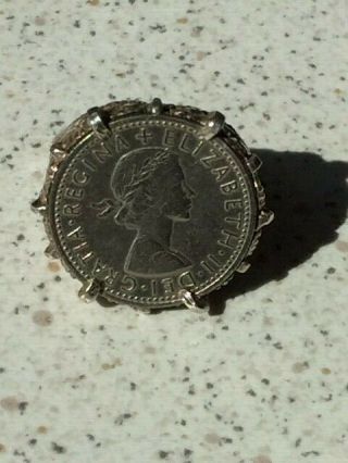 Rare Antique Vintage Silver Sixpence Ring 1967