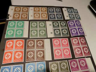 1930`S/40`S 16 SWASTIKA OFFICIAL RARE BLOCKS OF 4 GERMAN STAMPS IN MNH,  4 12PF 2