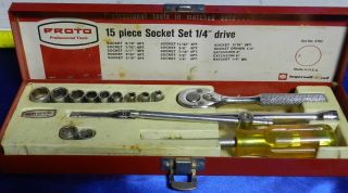Rare Vintage Proto Professional 15 - Piece 1/4 " Drive Socket Set 4791 Vt2527