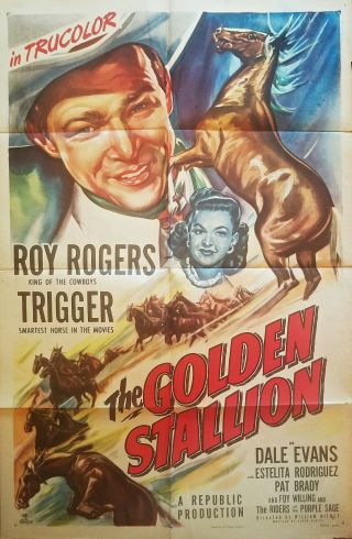 The Golden Stallion (1949) Roy Rogers,  Dale Evans & Trigger Rare Orig 27x41 1s