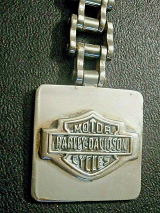 RARE VINTAGE STERLING SILVER HARLEY DAVIDSON MOTORCYCLE HEAVY LINK KEY CHAIN 2