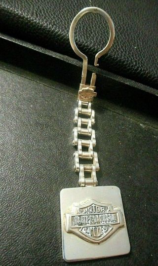 RARE VINTAGE STERLING SILVER HARLEY DAVIDSON MOTORCYCLE HEAVY LINK KEY CHAIN 3