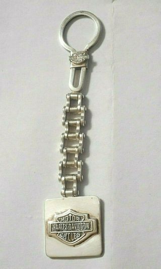 RARE VINTAGE STERLING SILVER HARLEY DAVIDSON MOTORCYCLE HEAVY LINK KEY CHAIN 4