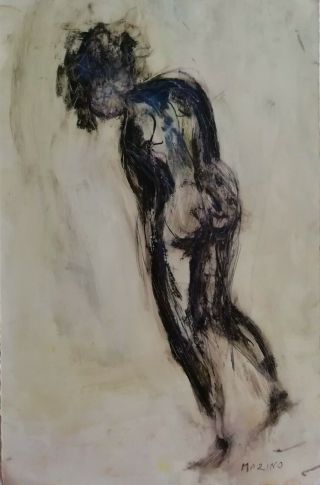 Mario Marini - Signed Ink Drawing - Figure Study Of A Nude - Italian - Rare 1 Of 2