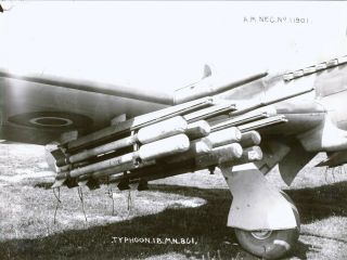 Rare Official Photograph Of 8 Rockets Mounted On The Wing Of A Hawker Typhoon