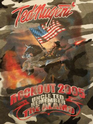 Ted Nugent 2005 Camouflage Xl Tour Shirt Rare