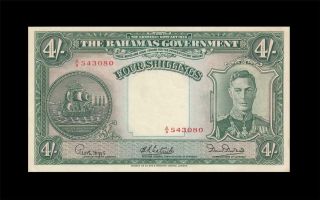 1936 British Colony Bahamas Kgvi 4 Shillings 4/ - X - Rare ( (aunc))