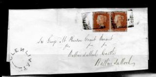 Gb Qv 1841 Sg8 1d Red Pair Jj - Jk Ballindalloch Castle Cover 20 Sep 1845 Rare