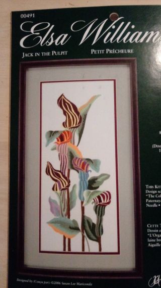 Rare Elsa Williams Jack In The Pulpit Crewel Embroidery Kit 8 X 18 " 00491