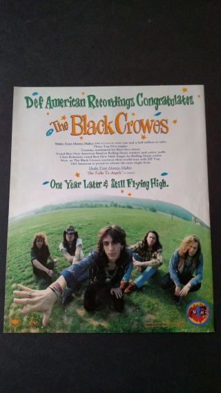 The Black Crows " Shake Your Money Maker " Rare Print Promo Poster Ad