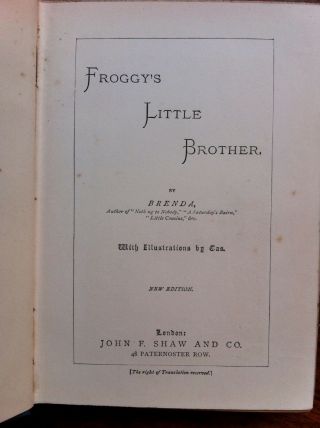 Brenda ' Froggy ' s Little Brother ' RARE Punch & Judy cover c1885 (RM528) 3