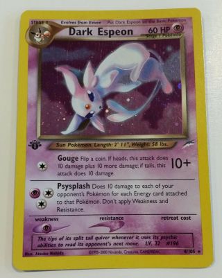 Dark Espeon 4/105 Holo Rare 1st Edition Neo - Destiny Pokemon Card Nm