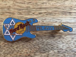 Hard Rock Cafe Tel Aviv 1996 Star Of David Blue Strat Guitar Pin Rare