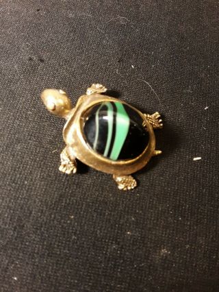 Rare Vintage Signed By Robert Jelly Belly Turtle 2 " Agate Brooch