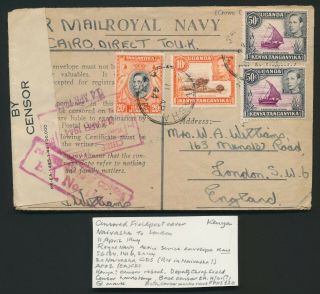 1944 Kut Wwii Censor Cover,  Fieldpost,  Rare Royal Navy Service Envelope,  Reseal