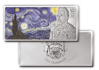 Gabon 1000 Francs 2015 Bu Proof &,  Vincent Van Gogh,  Rare
