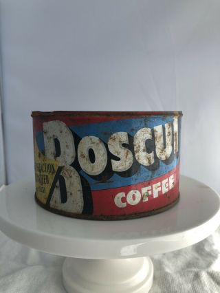 Vintage Metal Boscul Coffee Tin Can - Rare - 1 Lb