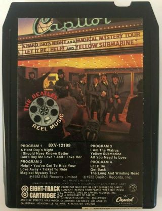 The Beatles Reel Music Rare 8xv - 12199 Capitol Records 8 Track Cartridge Tape