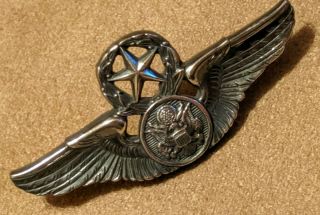 Vintage World War Ii Ww2 Sterling Silver Master Sargent Wings Pin Rare U.  S.  A.  F.