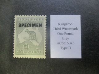 Kangaroo Stamps: £1 Grey Variety - Rare (g371)