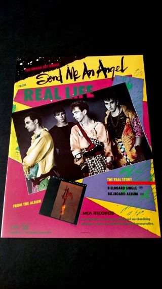 Real Life " Send Me An Angel " (1984) Rare Print Promo Poster Ad