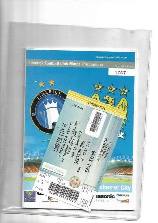 Rare With Ticket 5/8/2012 Limerick V Man City
