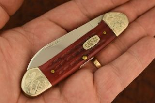 Rare Case Xx Usa 4 Dot 1996 Set Red Bone Canoe Knife 1 Of 500 (5158)