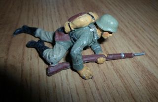 Rare Prewar Elastolin German Wehrmacht Soldier Stalking - Wwii