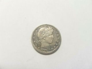 Rare And Silver Quarter Dollar 1911 D Barber