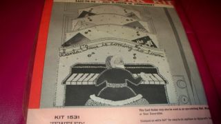 Rare Vtg Bucilla Needlework Kit 1531 " Jeweled " Christmas Card Holder W/ Pockets