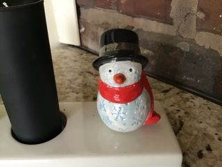 Nora Fleming REPAIRED Snowman Red Scarf Mini Retired Rare NF Markings 8