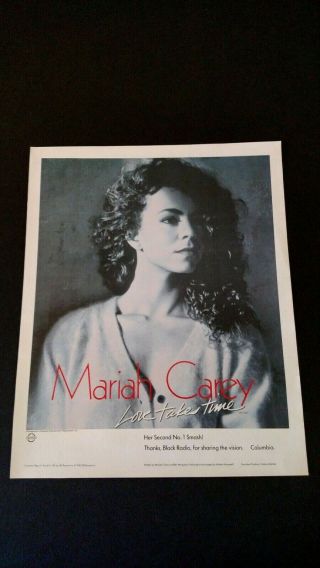 Mariah Carey " Love Takes Time " 1990 Rare Print Promo Poster Ad