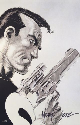 Mike Zeck Rare Punisher Portrait Print Signed Art B/w Exclusive Last One