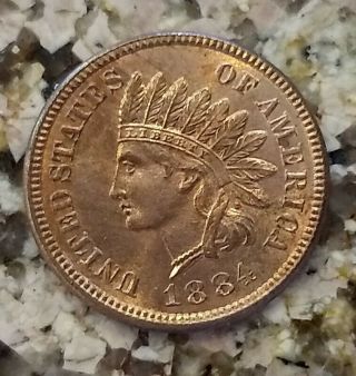 Rare 1884 U.  S Indian Head Penny Bright Bu Clear Sharp Details N/r