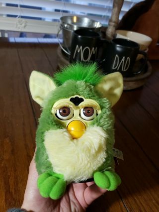 Vintage Furby Green Brown Eyes Mohawk 1998 70 - 800 With Tag Rare.