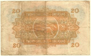 East Africa 20 Shillings (One Pounds) - 1951 King George VI.  Rare banknote 2