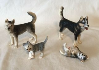 Schleich Husky Family 2007 Retired Dog Figures Rare Male Female Puppies Puppy