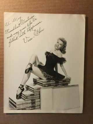 Vera - Ellen Rare Early Autographed 8/10 Pin - Up Photo On The Town 1940s