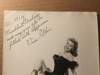 Vera - Ellen Rare Early Autographed 8/10 Pin - Up Photo On The Town 1940s 2