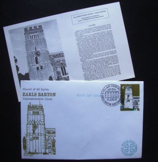 1972 Village Churches 4p Earls Barton First Day Cover With Rare Special Insert